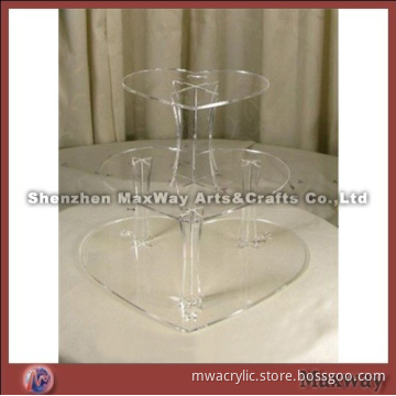 3 Tier Heart Shaped Perspex Cake Shelf